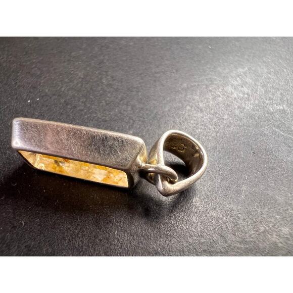 NEW Golden rutile quartz gemstone sterling silver pendant 3 grams - Picture 5 of 11